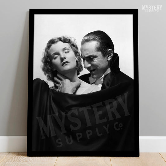 Dracula 1930s Vintage Bela Lugosi Horror Movie Vampire Monster Helen Chandler Neck Grip Black and White Photo reproduction from Mystery Supply Co. @mysterysupplyco