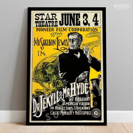 Dr. Jekyll & Mr. Hyde 1920 vintage horror science fiction monster movie poster reproduction from Mystery Supply Co. @mysterysupplyco