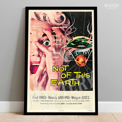 Not of This Earth 1957 vintage science fiction UFO flying saucer alien martian movie poster reproduction from Mystery Supply Co. @mysterysupplyco