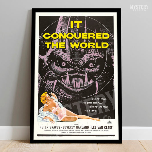 It Conquered the World 1956 vintage science fiction Roger Corman space alien martian movie poster reproduction from Mystery Supply Co. @mysterysupplyco