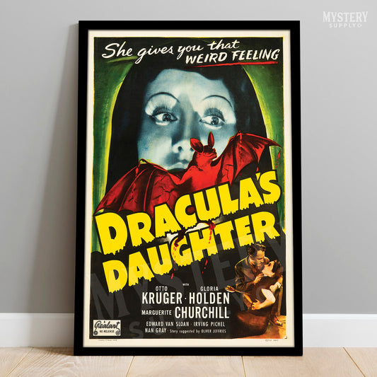 Draculas Daughter 1949 vintage horror vampire bat monster re-release movie poster reproduction from Mystery Supply Co. @mysterysupplyco