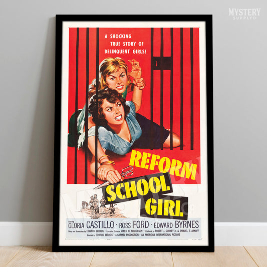 Reform School Girl 1957 vintage teenage crime exploitation movie poster reproduction from Mystery Supply Co. @mysterysupplyco