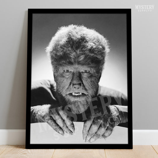 The Wolf Man 1941 Vintage Horror Movie Monster Lon Chaney Jr. Werewolf fangs and claws Black and White photo reproduction from Mystery Supply Co. @mysterysupplyco