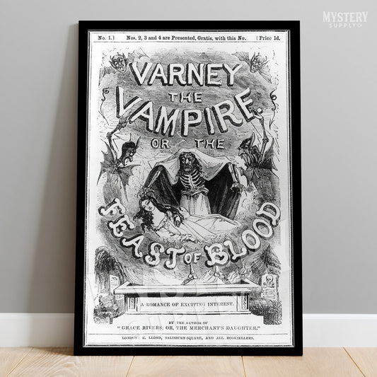 Varney the Vampire 1800s Feast of Blood Vintage Gothic Horror Story Cover Photo reproduction from Mystery Supply Co. @mysterysupplyco