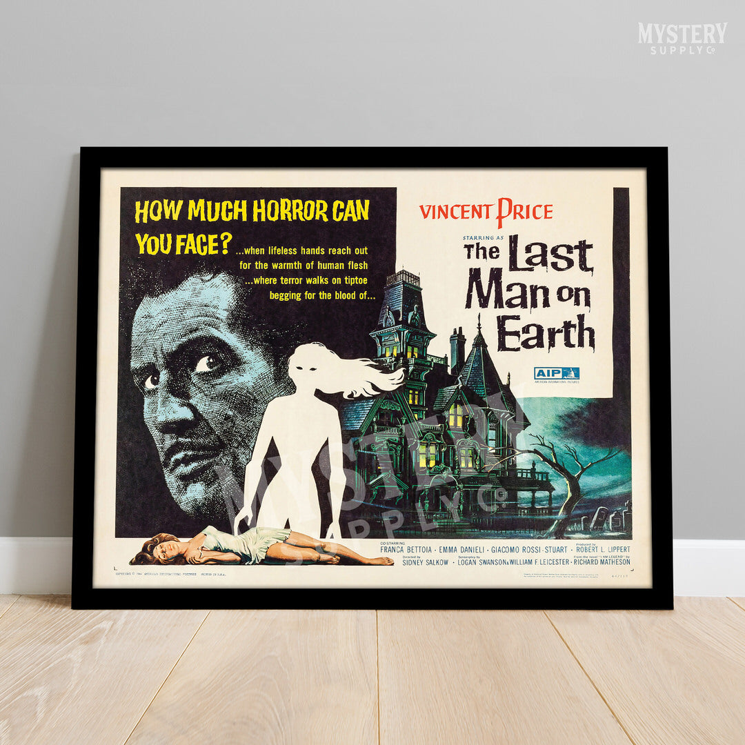 The Last Man on Earth 1964 vintage horror Vincent Price haunted house movie poster reproduction from Mystery Supply Co. @mysterysupplyco