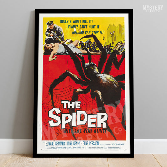The Spider 1958 vintage science fiction horror monster movie poster reproduction from Mystery Supply Co. @mysterysupplyco