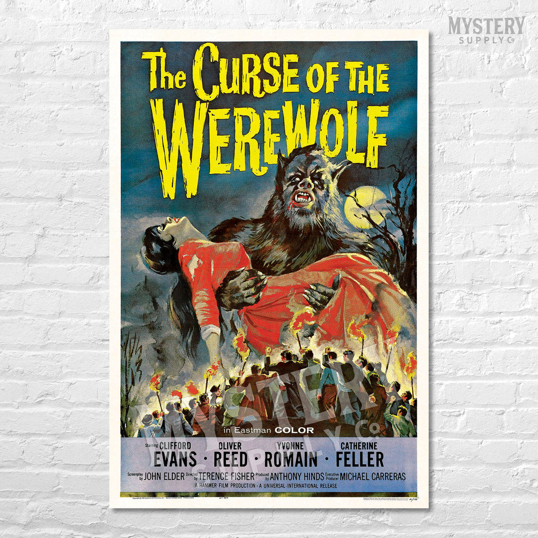 The Curse of the Werewolf 1961 vintage horror monster movie poster reproduction from Mystery Supply Co. @mysterysupplyco