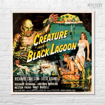 Creature from the Black Lagoon 1954 vintage horror monster gill man movie poster reproduction from Mystery Supply Co. @mysterysupplyco