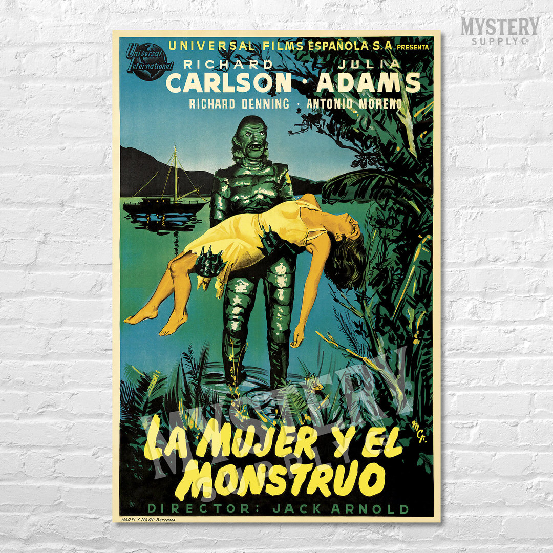 spanish monsters Creature from the Black Lagoon 1954 Horror Movie Poster (Spanish) – Mystery Supply Co