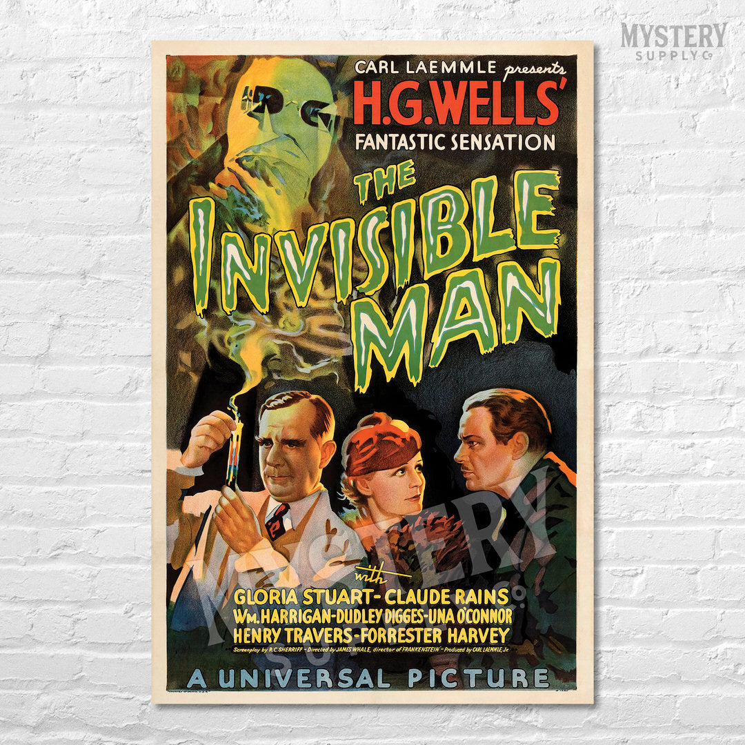 invisible monsters movie Invisible Man 1933 Vintage Horror Monster Movie Poster