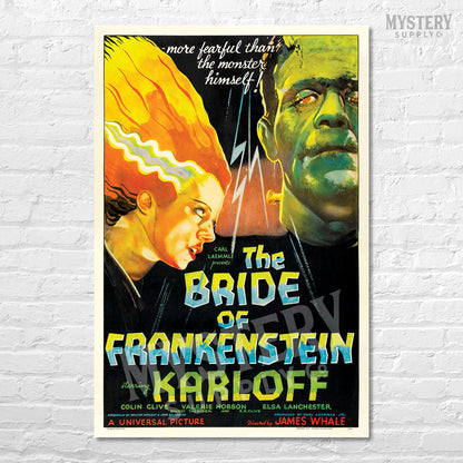 The Bride of Frankenstein 1935 vintage horror monster movie poster reproduction from Mystery Supply Co. @mysterysupplyco