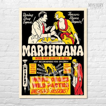 Marihuana 1936 vintage marijuana reefer weed cannabis exploitation movie poster reproduction from Mystery Supply Co. @mysterysupplyco