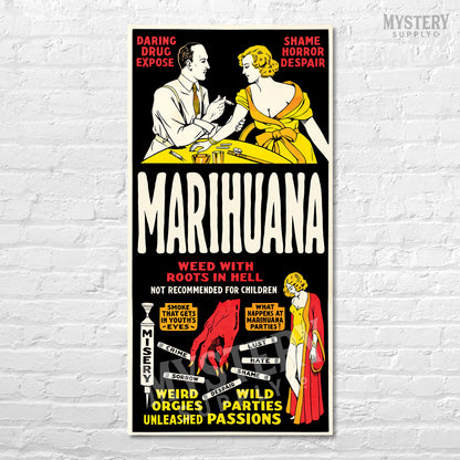 Marihuana 1936 vintage marijuana reefer weed cannabis exploitation movie poster reproduction from Mystery Supply Co. @mysterysupplyco