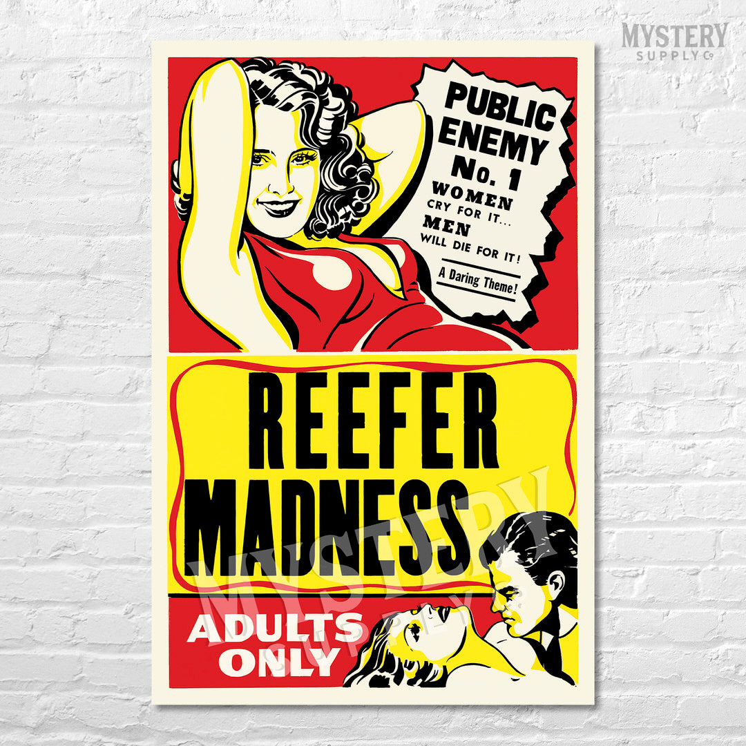 Reefer Madness 1950s vintage marijuana weed cannabis exploitation movie poster reproduction from Mystery Supply Co. @mysterysupplyco