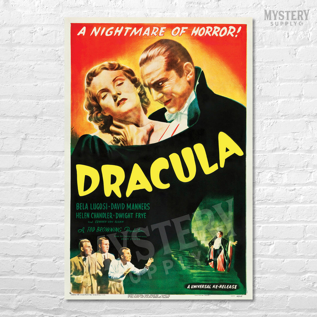 Dracula 1947 vintage horror Bela Lugosi vampire monster movie poster reproduction from Mystery Supply Co. @mysterysupplyco