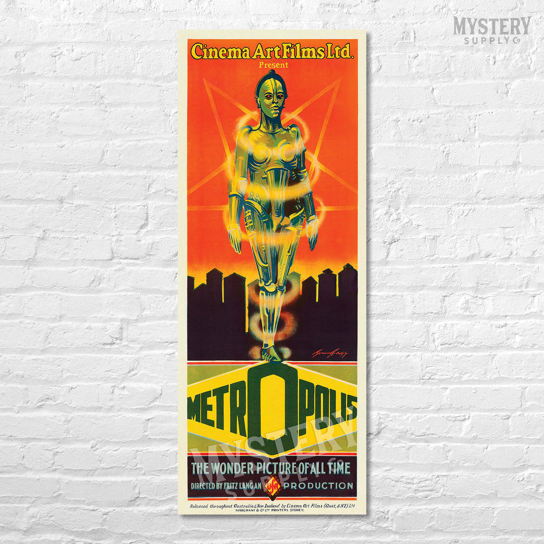 Metropolis 1928 Fritz Lang vintage Australian Robotrix style science fiction sci-fi movie poster reproduction from Mystery Supply Co. @mysterysupplyco