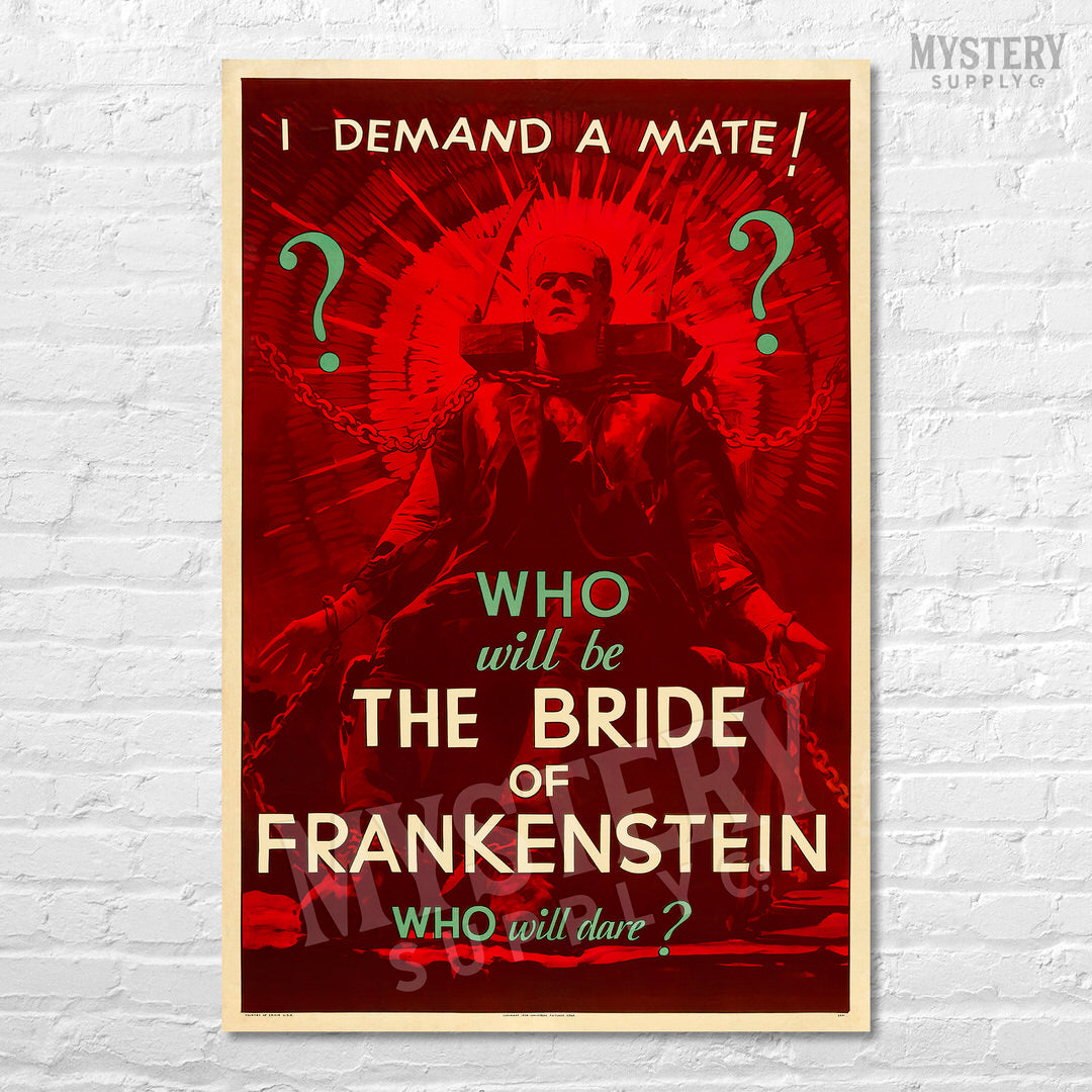 The Bride of Frankenstein 1935 vintage horror monster movie poster teaser  reproduction from Mystery Supply Co. @mysterysupplyco