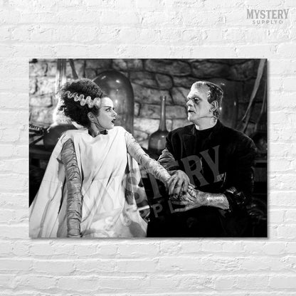 Bride of Frankenstein 1935 Vintage Horror Movie Monster Couple Black and White Photo reproduction from Mystery Supply Co. @mysterysupplyco