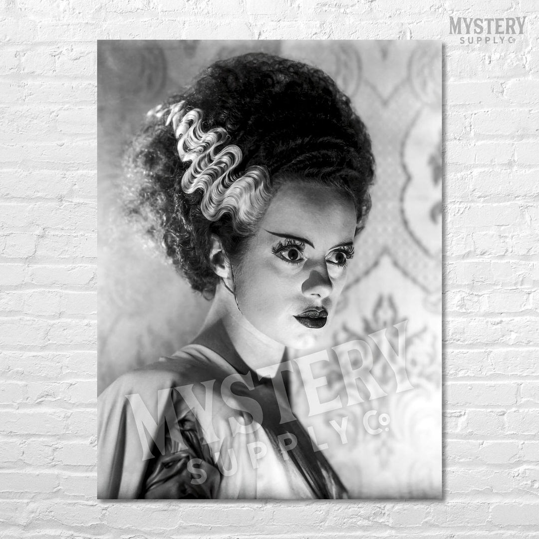 Bride of Frankenstein 1935 Vintage Horror Movie Monster Black and White Dramatic Photo reproduction from Mystery Supply Co. @mysterysupplyco
