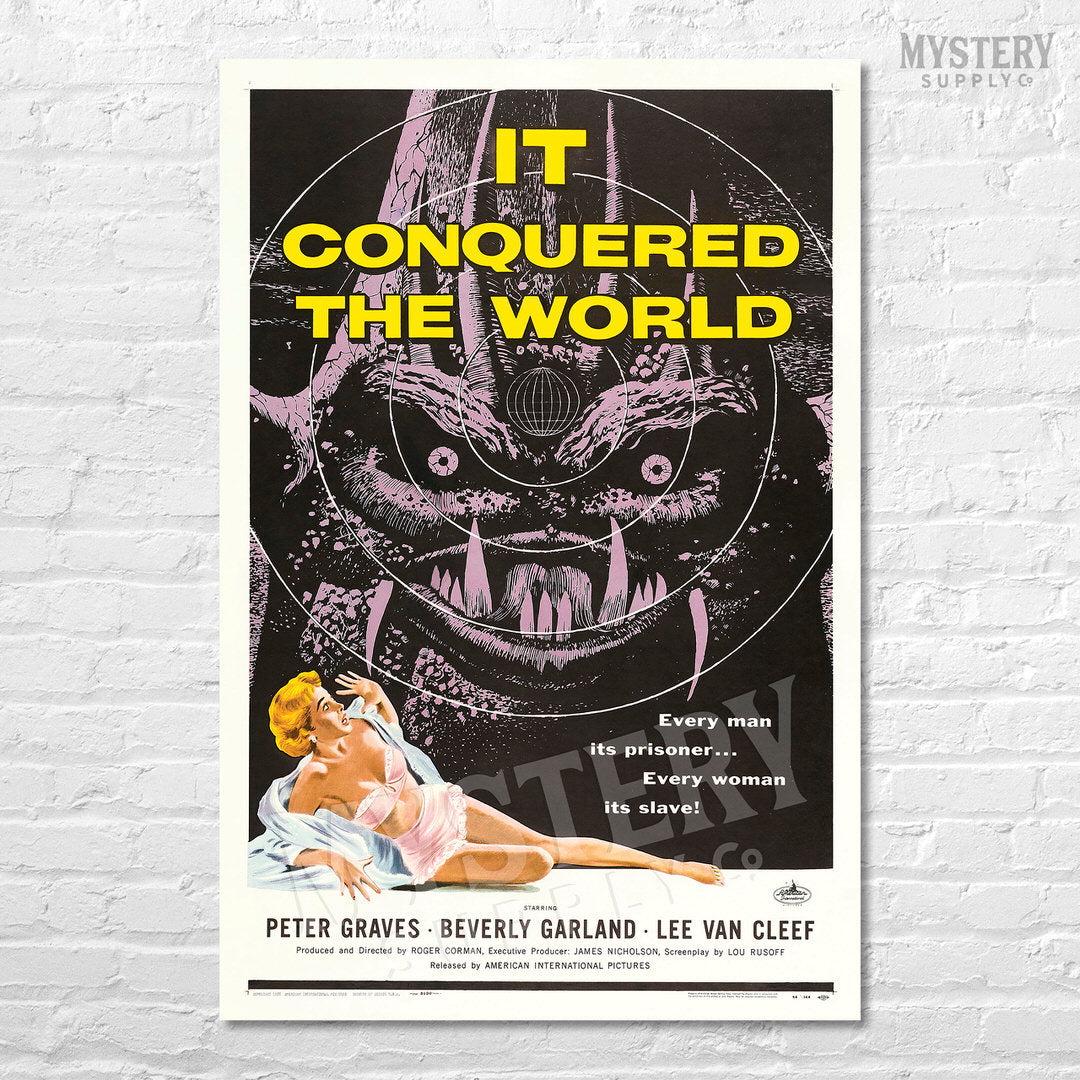 It Conquered the World 1956 vintage science fiction Roger Corman space alien martian movie poster reproduction from Mystery Supply Co. @mysterysupplyco