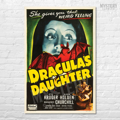 Draculas Daughter 1949 vintage horror vampire bat monster re-release movie poster reproduction from Mystery Supply Co. @mysterysupplyco