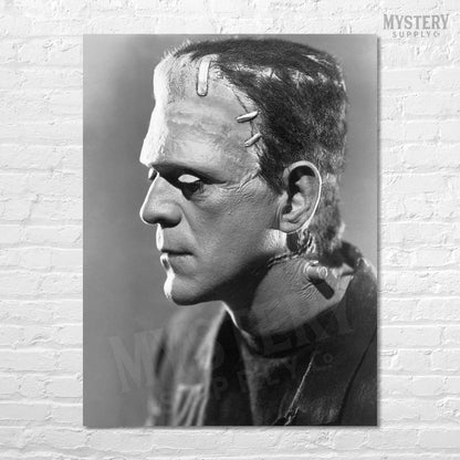 Frankenstein 1935 Vintage Horror Movie Monster Boris Karloff Side Portrait Photo reproduction from Mystery Supply Co. @mysterysupplyco