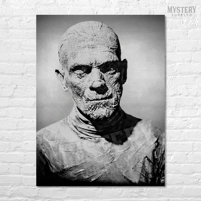 The Mummy 1932 Vintage Horror Movie Monster Boris Karloff Black and White Photo reproduction from Mystery Supply Co. @mysterysupplyco