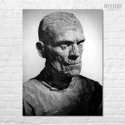 The Mummy 1932 Vintage Horror Movie Monster Boris Karloff Black and White Profile Photo reproduction from Mystery Supply Co. @mysterysupplyco