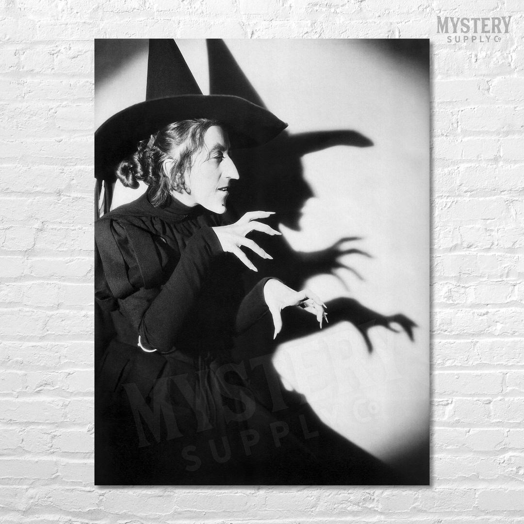 Wicked Witch of the West 1930s vintage profile with shadow Margaret Hamilton Wizard of Oz black and white movie photo reproduction from Mystery Supply Co. @mysterysupplyco