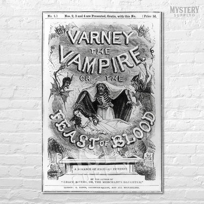 Varney the Vampire 1800s Feast of Blood Vintage Gothic Horror Story Cover Photo reproduction from Mystery Supply Co. @mysterysupplyco