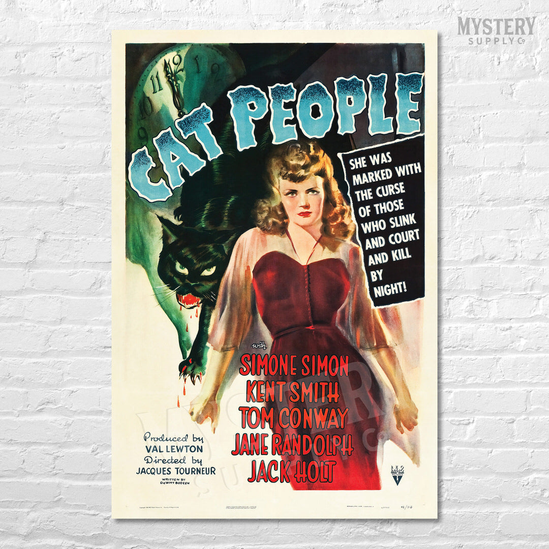 Cat People 1942 vintage horror black cat movie poster reproduction from Mystery Supply Co. @mysterysupplyco