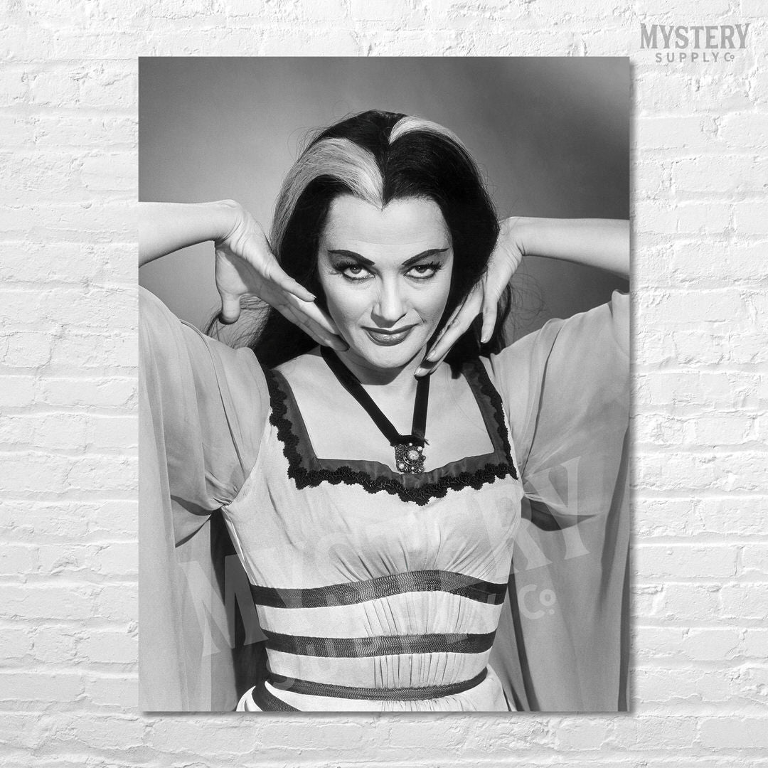 Lily Munster Yvonne De Carlo 1960s Vintage The Munsters Vampire Horror Monster Beauty Black and White Photo reproduction from Mystery Supply Co. @mysterysupplyco