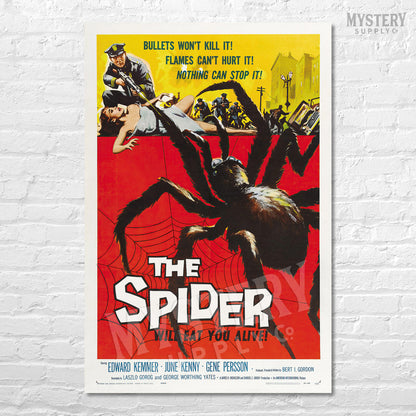 The Spider 1958 vintage science fiction horror monster movie poster reproduction from Mystery Supply Co. @mysterysupplyco