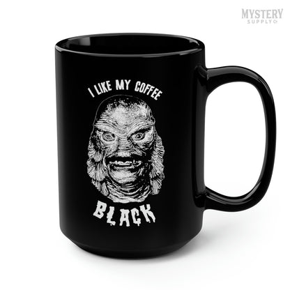 Creature From the Black Lagoon 15oz black ceramic humorous horror coffee mugs from Mystery Supply Co. @mysterysupplyco