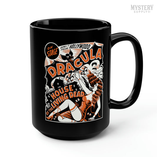 Dracula House of the Living Dead 15oz black ceramic horror vampire bat coffee mug from Mystery Supply Co. @mysterysupplyco