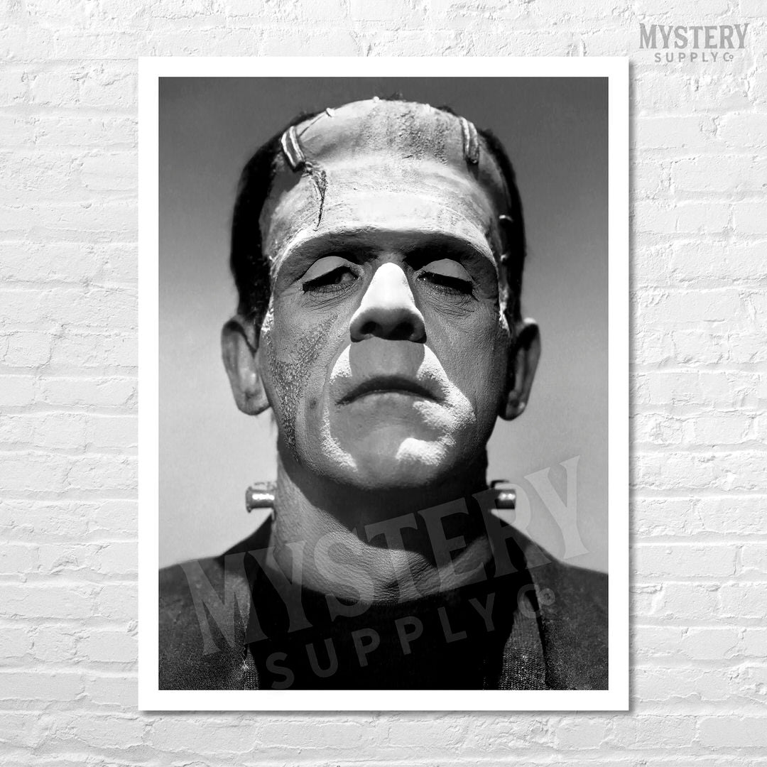 Frankenstein 1931 Vintage Horror Movie Monster Black and White Photo reproduction from Mystery Supply Co. @mysterysupplyco