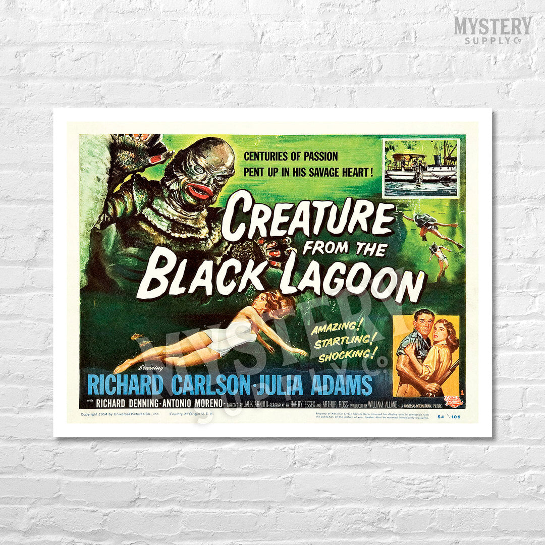 Creature from the Black Lagoon 1954 vintage horror monster movie poster reproduction from Mystery Supply Co. @mysterysupplyco