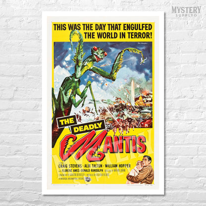 The Deadly Mantis 1957 vintage science fiction horror monster movie poster reproduction from Mystery Supply Co. @mysterysupplyco