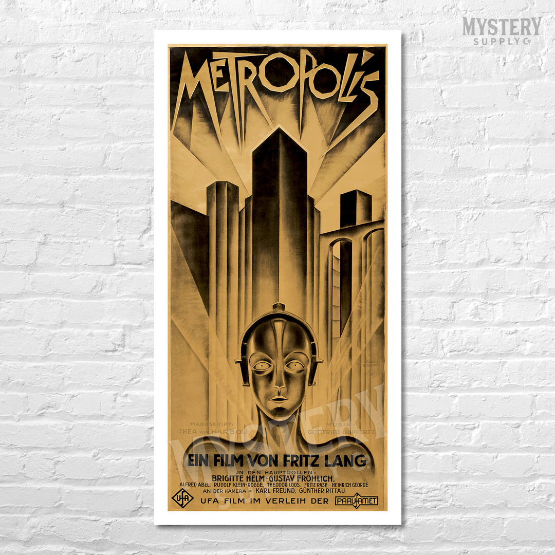 Metropolis 1927 Fritz Lang vintage science fiction sci-fi movie poster reproduction from Mystery Supply Co. @mysterysupplyco