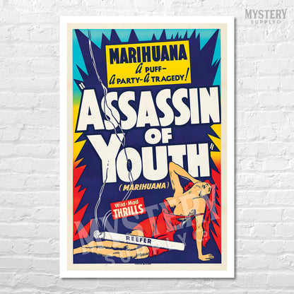 Assassin of Youth 1937 vintage marijuana reefer cannabis exploitation movie poster reproduction from Mystery Supply Co. @mysterysupplyco
