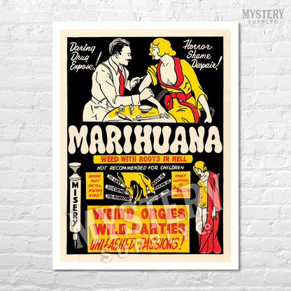 Marihuana 1936 vintage marijuana reefer weed cannabis exploitation movie poster reproduction from Mystery Supply Co. @mysterysupplyco