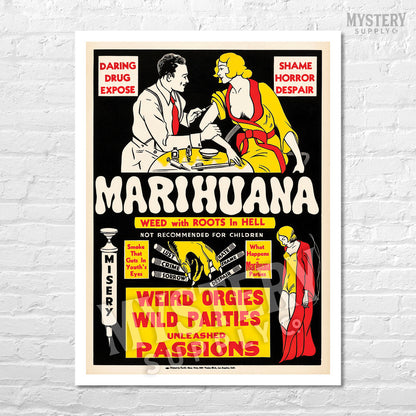 Marihuana 1936 vintage marijuana reefer weed cannabis exploitation movie poster reproduction from Mystery Supply Co. @mysterysupplyco