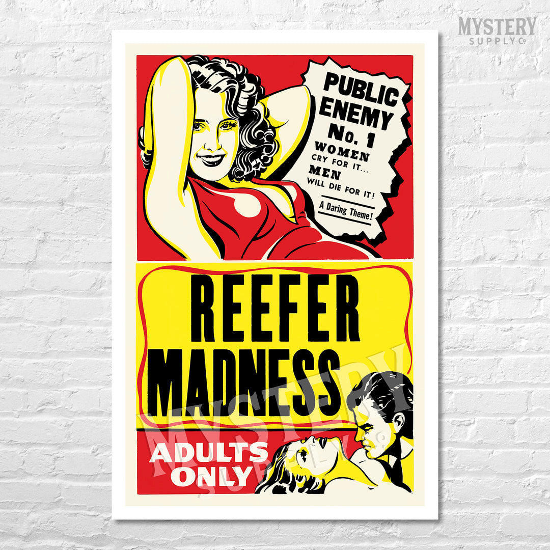 Reefer Madness 1950s vintage marijuana weed cannabis exploitation movie poster reproduction from Mystery Supply Co. @mysterysupplyco