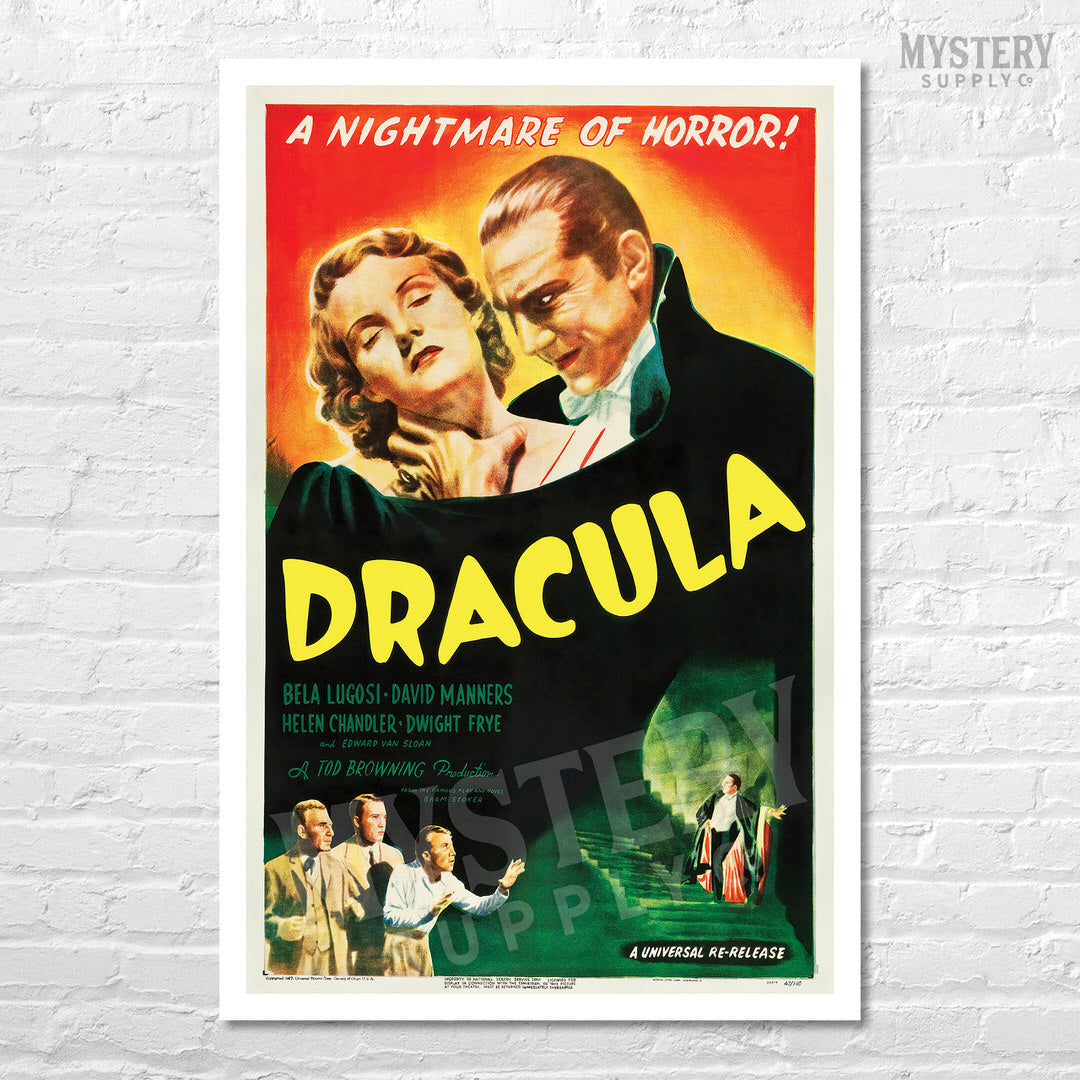 Dracula 1947 vintage horror Bela Lugosi vampire monster movie poster reproduction from Mystery Supply Co. @mysterysupplyco