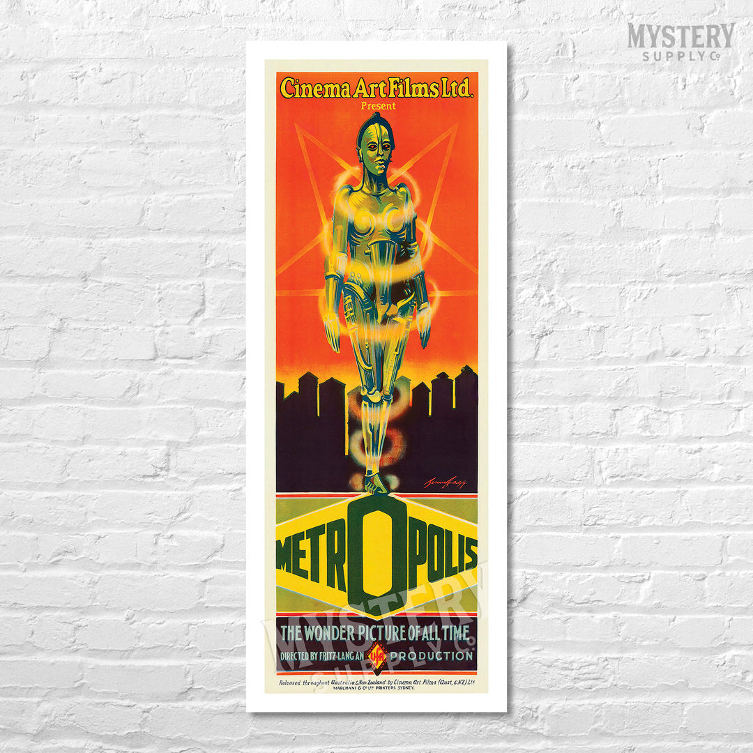 Metropolis 1928 Fritz Lang vintage Australian Robotrix style science fiction sci-fi movie poster reproduction from Mystery Supply Co. @mysterysupplyco