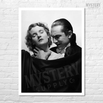 Dracula 1930s Vintage Bela Lugosi Horror Movie Vampire Monster Helen Chandler Neck Grip Black and White Photo reproduction from Mystery Supply Co. @mysterysupplyco