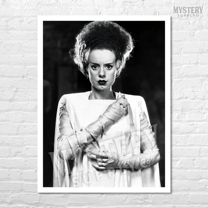 Bride of Frankenstein 1935 Vintage Horror Movie Monster Black and White Photo Portrait reproduction from Mystery Supply Co. @mysterysupplyco