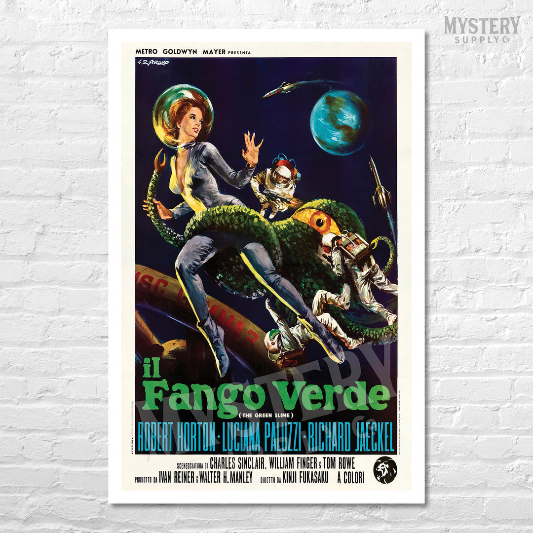 The Green Slime 1969 vintage Italian il Fango Verde science fiction space alien martian movie poster reproduction from Mystery Supply Co. @mysterysupplyco