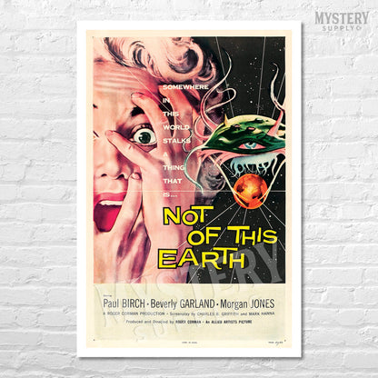 Not of This Earth 1957 vintage science fiction UFO flying saucer alien martian movie poster reproduction from Mystery Supply Co. @mysterysupplyco