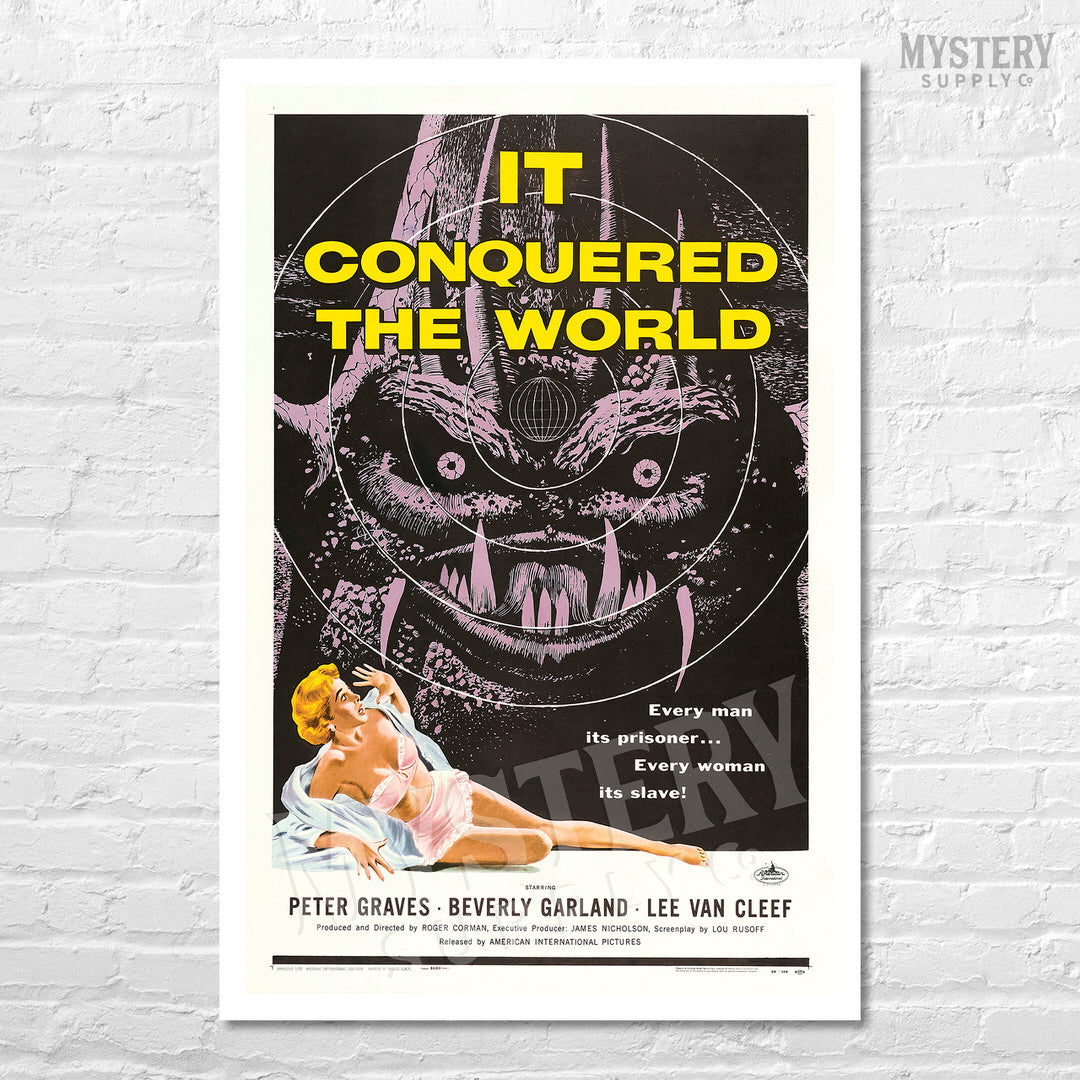 It Conquered the World 1956 vintage science fiction Roger Corman space alien martian movie poster reproduction from Mystery Supply Co. @mysterysupplyco